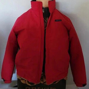 Lands End Womans Size L 14-16 Full Zip 100% Polyester Red Jacket Insulation